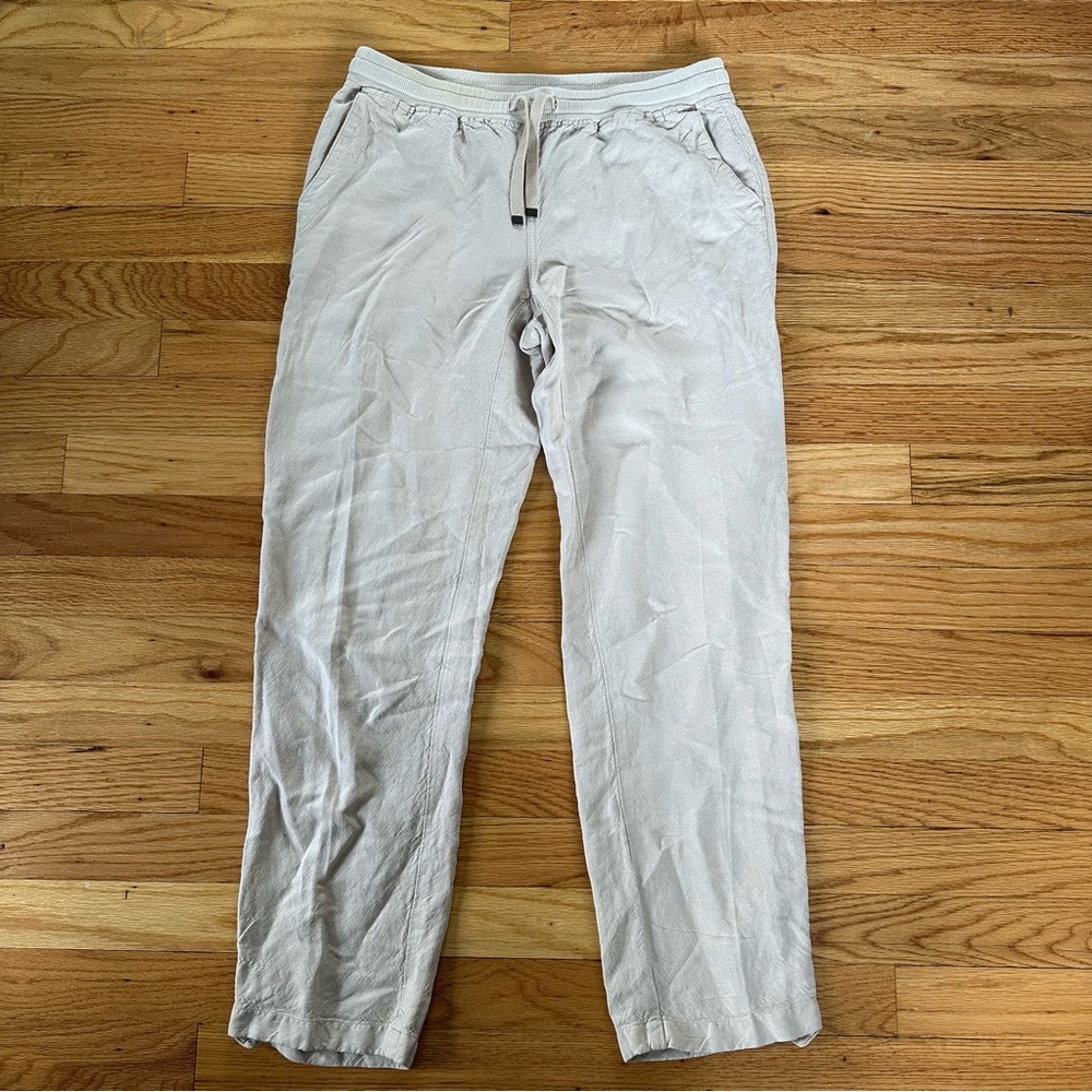 J. Jill Beige Linen Blend Pull On Pant Roll Tab Sz XS
